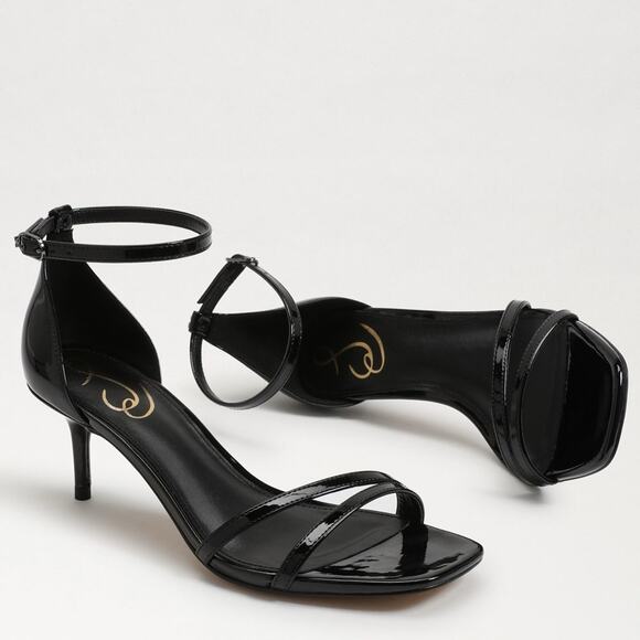 Sam Edelman Black Patent Leather PEONIE KITTEN HEEL SANDAL - Picture 2 of 15